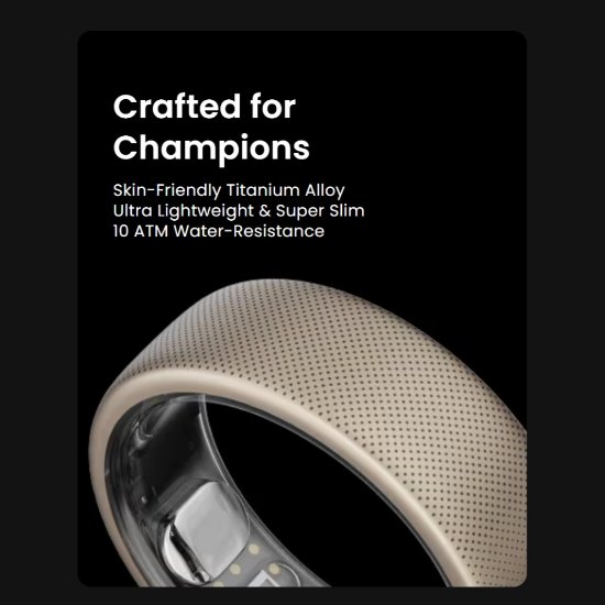 Pametni prsten AMAZFIT Helio Ring, veličina 10, praćenje aktivnosti, titanij