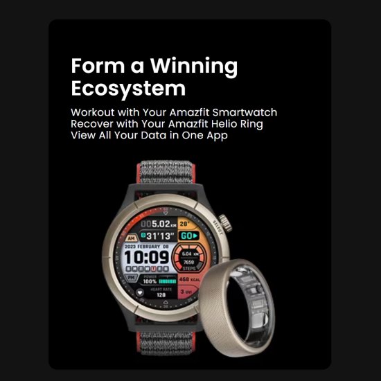 Pametni prsten AMAZFIT Helio Ring, veličina 10, praćenje aktivnosti, titanij