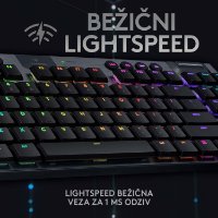 Tipkovnica LOGITECH Gaming G915 TKL Tenkeyless Lightspeed Linear, RGB, mehanička, bežična, UK Layout, USB, crna