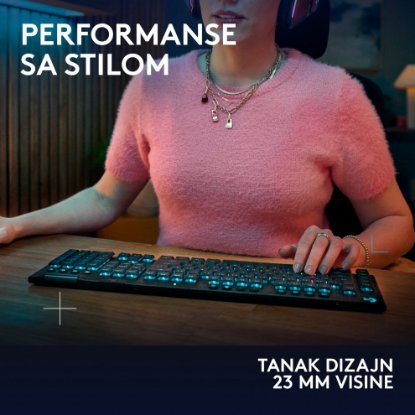 Tipkovnica LOGITECH Gaming G915 X Lightspeed Tactile, RGB, mehanička, bežična, US Layout, crna