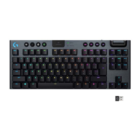 Tipkovnica LOGITECH Gaming G915 TKL Tenkeyless Lightspeed Linear, RGB, mehanička, bežična, UK Layout, USB, crna