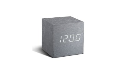 Digitalni sat GINGKO Cube Click Clock, budilica sa alarmom, aluminij