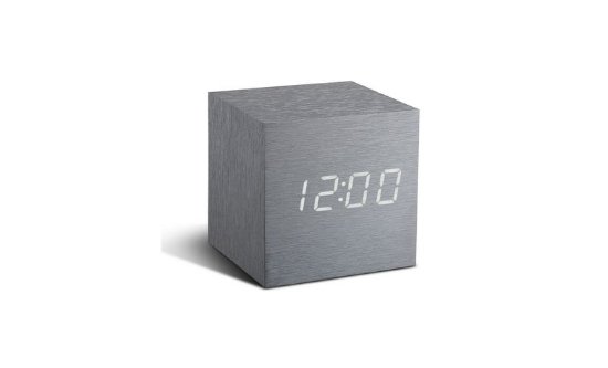 Digitalni sat GINGKO Cube Click Clock, budilica sa alarmom, aluminij
