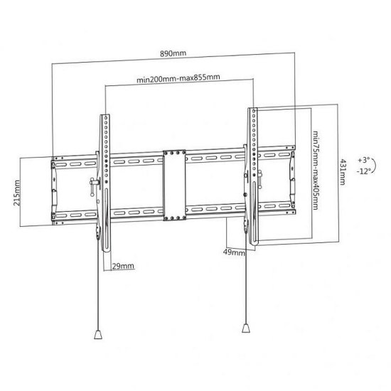 Nosač zidni za TV SBOX PLB-5948T, 43"-90", nagibni