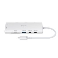 USB HUB D-LINK DUP-A01, USB-C, na 2x USB-C, 2x USB, 2x HDMI, G-LAN, čitač kartica, PD 100W, bijeli