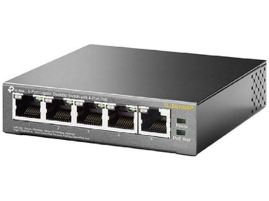 Switch TP-LINK TL-SG1005P, 5×10/100/1000M RJ45 ports, 4×PoE ports, metalno kućište