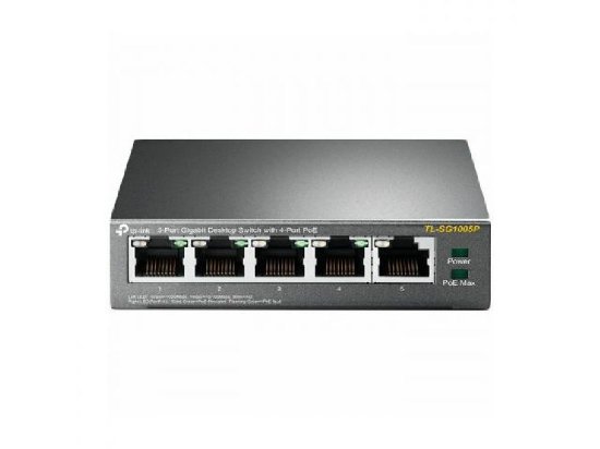 Switch TP-LINK TL-SG1005P, 5×10/100/1000M RJ45 ports, 4×PoE ports, metalno kućište