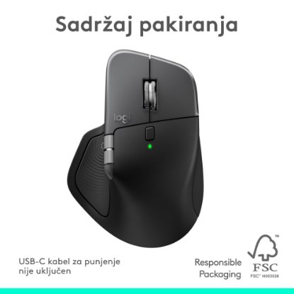 Miš LOGITECH MX Master 4, za Mac, optički, bežični, BT, crni