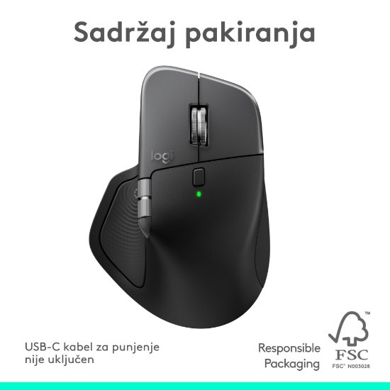 Miš LOGITECH MX Master 4, za Mac, optički, bežični, BT, crni