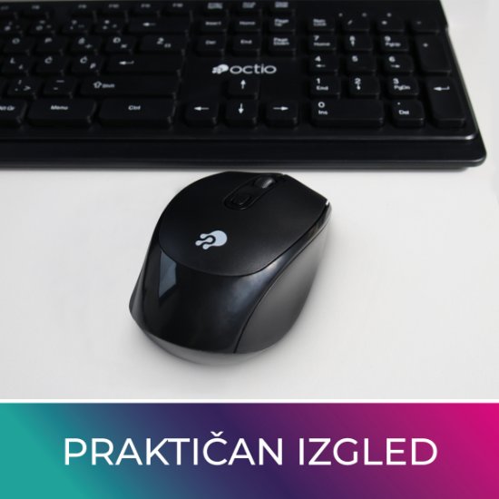 Tipkovnica + miš OCTIO KM200W, crni, bežični