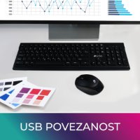 Tipkovnica + miš OCTIO KM200W, crni, bežični