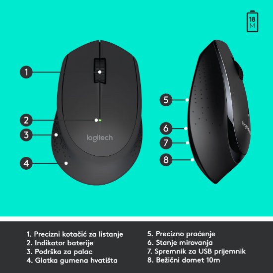 Tipkovnica + miš LOGITECH MK345 Wireless Combo, bežična, crna