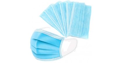 Maska medicinska za lice troslojna s gumicom tip IIR PLAVA pak 50kom