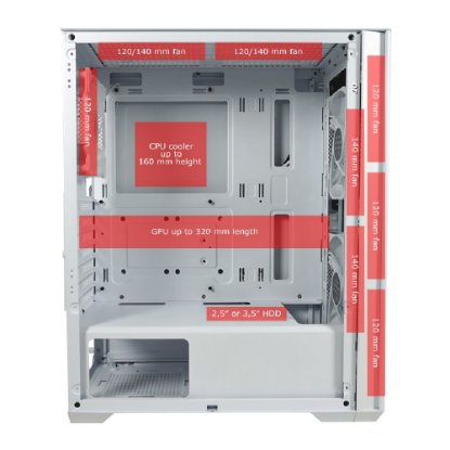 Kućište LC POWER LC-717W-ON Meshwork_L Light, MIDI, ATX, window, bijelo, bez napajanja