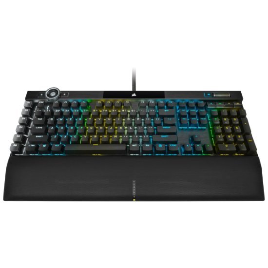 Tipkovnica CORSAIR K100 RGB, optičko-mehanička, Corsair OPX, US Layout, USB, crna