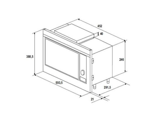 Ugradbena mikrovalna pećnica AMICA AMG20BF, 20 l, 700 W, Grill, crna