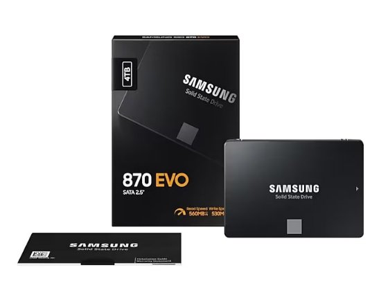 SSD 4TB SAMSUNG 870 EVO, MZ-77E4T0B/EU, SATA, 2.5" 560/530 MB/s
