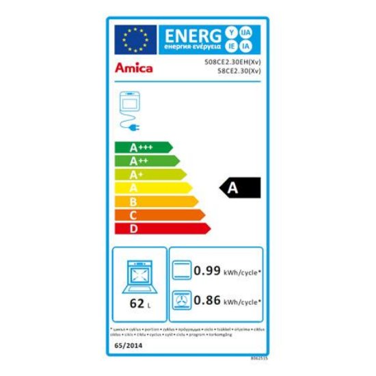 Električni štednjak AMICA 58CE2.30(Xv), 50 cm, 4 zone, 62 l, energetski razred A, inox