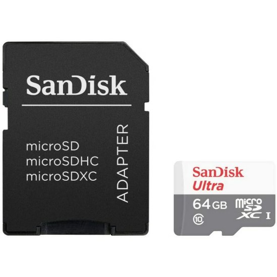 Memorijska kartica SANDISK Ultra, MicroSDXC, 64GB, SDSQUNR-064G-GN6TA, 100MB/s, SD adapter