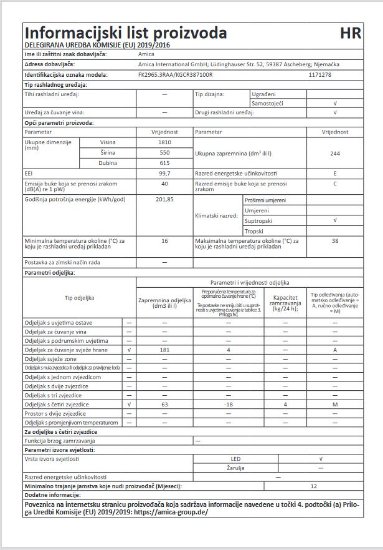 Hladnjak AMICA FK2965.3RAA, kombinirani, 181 cm, Low frost, 181/63 l, SoftClose, energetski razred E, crveni