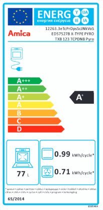 Ugradbena pećnica AMICA ED57527B, piroliza, 77 l, X type, energetski razred A+, crna