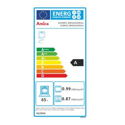 Kombinirani štednjak AMICA 618ME3.38HZpTaDN(Xx), 60 cm, kombinirani 3+1, električna pećnica, energetski razred A, inox