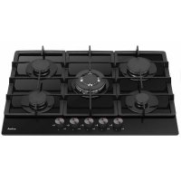 Ugradbena ploča AMICA PGCA7101APB, plinska, 70 cm, 5 plamenika, WOK, staklokeramika, crna