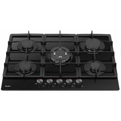 Ugradbena ploča AMICA PGCA7101APB, plinska, 70 cm, 5 plamenika, WOK, staklokeramika, crna