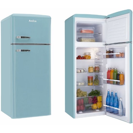 Hladnjak AMICA KGC15632T, Retro, 144 cm, 162/44 l, energetski razred E, plavi