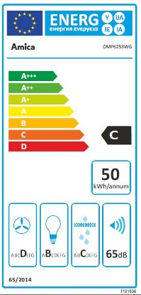Ugradbena kuhinjska napa AMICA OMP6253WG, 60 cm, 389 m3/h, energetski razred C, bijela