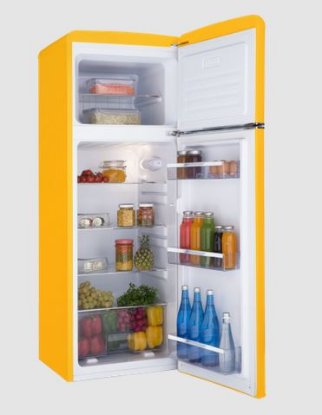 Hladnjak AMICA KGC15633Y, Retro, 144 cm, 162/44 l, energetski razred E, žuti