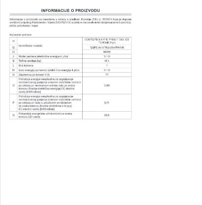 Ugradbena pećnica AMICA ED57527B, piroliza, 77 l, X type, energetski razred A+, crna
