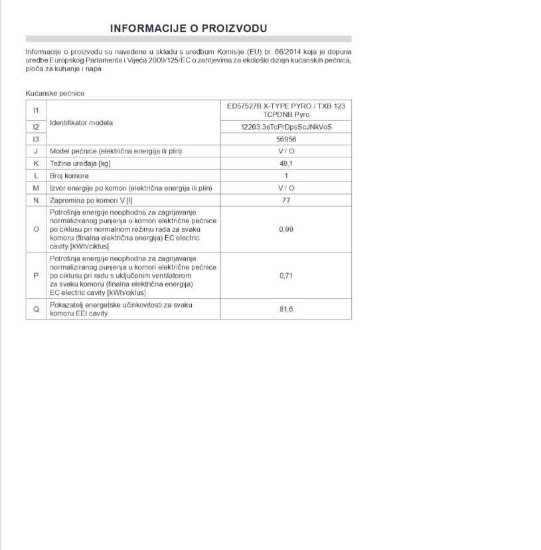 Ugradbena pećnica AMICA ED57527B, piroliza, 77 l, X type, energetski razred A+, crna