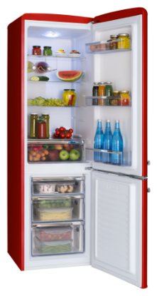 Hladnjak AMICA FK2965.3RAA, kombinirani, 181 cm, Low frost, 181/63 l, SoftClose, energetski razred E, crveni