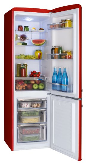 Hladnjak AMICA FK2965.3RAA, kombinirani, 181 cm, Low frost, 181/63 l, SoftClose, energetski razred E, crveni