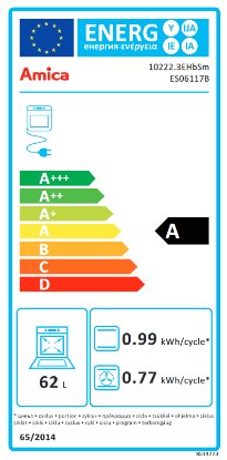 Ugradbena pećnica AMICA 10222.3EHbSm Fine Design, 62 l, parno čišćenje, energetski razred A, crna mat