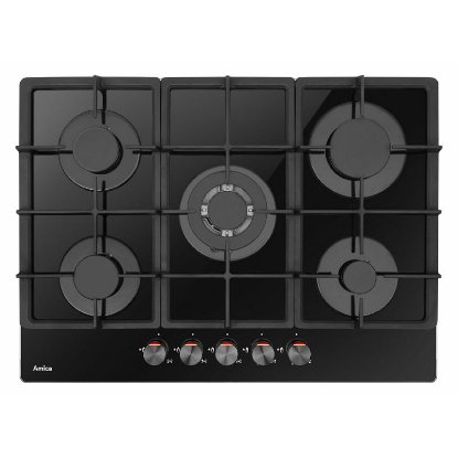 Ugradbena ploča AMICA PGCA7101APB, plinska, 70 cm, 5 plamenika, WOK, staklokeramika, crna