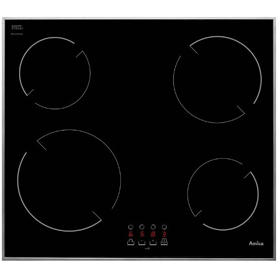 Ugradbena ploča AMICA VH6040, struja, 60 cm, 4 zone, staklokeramika, crna