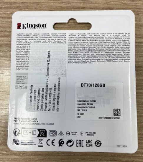 OPEN BOX - Memorija USB-C FLASH DRIVE,128 GB, KINGSTON DT70/128GB, crni