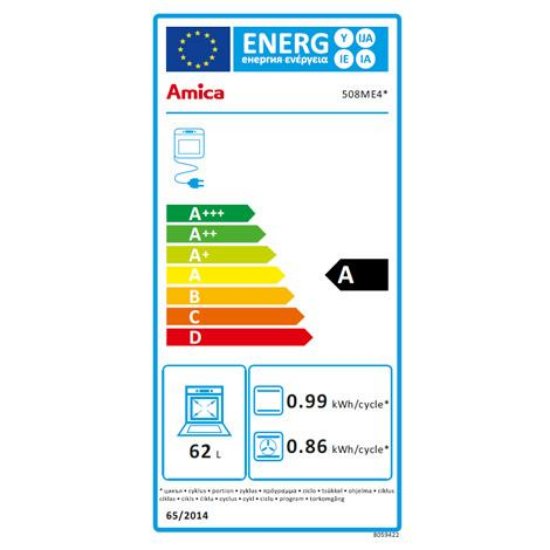 Kombinirani štednjak AMICA 58ME4.38HZpMs(W), 50 cm, 3+1, 62 l, Energetskia klasa A, bijeli