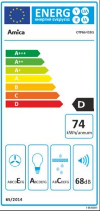 Teleskopska kuhinjska napa AMICA OTP6641BG, 60 cm, 389 m3/h, energetski razred D, crna