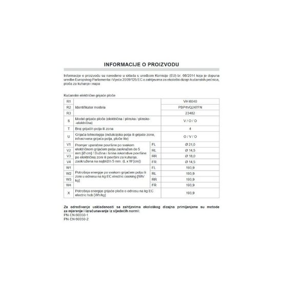 Ugradbena ploča AMICA VH6040, struja, 60 cm, 4 zone, staklokeramika, crna