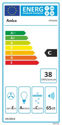 Teleskopska kuhinjska napa AMICA OTP6243I, 60 cm, 270 m3/h, energetski razred C, inox