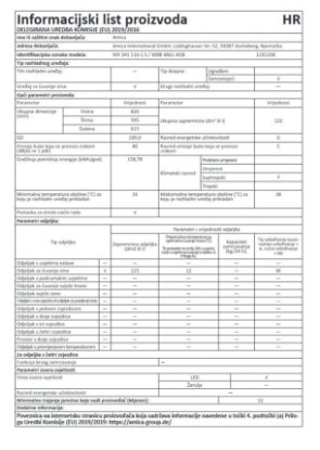 Hladnjak za vino AMICA WK 341 110-1 S, 45 boca, 82 cm, 125 l, energetski razred G, crni