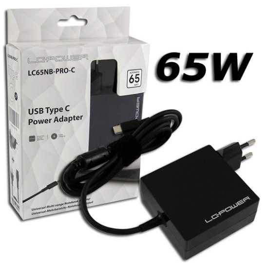 Punjač za laptop LC POWER LC-NB-PRO-65-C, USB-C, 65W, univerzalni