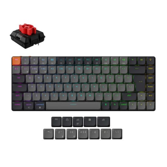 Tipkovnica KEYCHRON K3, RGB, Milk POM Red Switch, UK Layout, bežična, crna