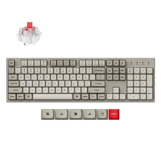 Tipkovnica KEYCHRON C2 Pro 8K QMK, RGB, mehanička, Red Switch, US Layout, bežična, siva