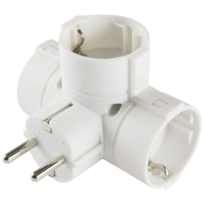 Razdjelnik HOME, 3 x schuko utičnice, T oblik, strujni, bijeli