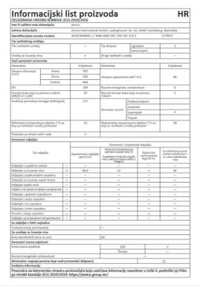 Ugradbeni hladnjak za vino AMICA WCB1K60B40.1, 40 boca, 59 cm, 90 l, energetski razred G, crni