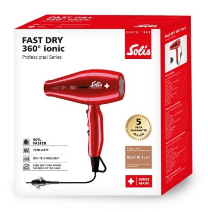 Sušilo za kosu SOLIS SOL 96817, profesionalno, brzo sušenje, 2200w, AC motor, crveno